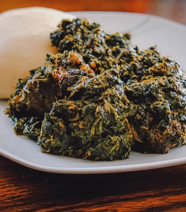 Pounded Yam With Vegitable Soup